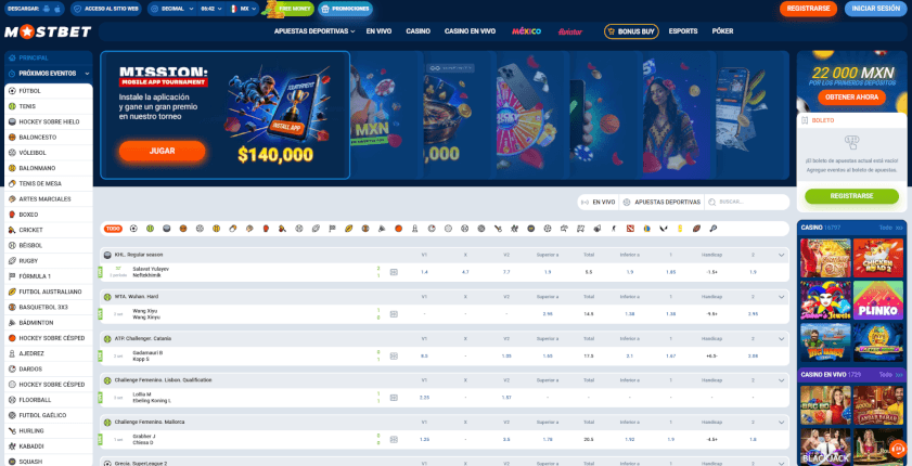 Página web de Mostbet